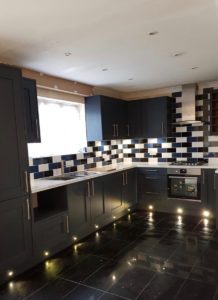 Navy Kitchen with Quartz Tiles